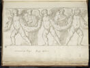 Amours guirlandophores encadrant deux hommes drapés, debout, image 1/2