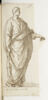 Homme en toge, debout, le visage vu de profil à droite, le bras gauche tendu, image 1/2
