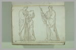 Un diacre, vu de profil vers la droite, lisant un ouvrage tenu par un..., image 2/2