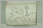 Griffon vu de profil vers la droite, la patte gauche posée sur le bord..., image 2/2