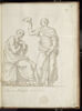 Un homme assis vu de profil vers la droite couronné par un femme drapée..., image 1/2