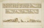 Parthénon, partie de la frise des Panathénées (cavaliers et partie de la procession) et fronton est, Athènes, image 1/2