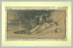 Femme à moitié nue, étendue au pied d'une meule, image 2/2