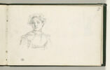 Jeune femme, coiffée d'un bonnet, vue en bsute, image 1/2