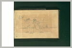 Deux figures sur un banc ; homme de profil, image 1/2