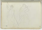 Figure debout, levant les bras ; femme et enfant, image 1/2