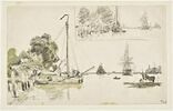 Bateaux sur un large canal, et petite étude de la même composition, image 1/2