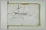 Bateaux et figure dans un canot en mer, image 1/2