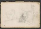 Personnage en cariole, sur une route, image 1/2