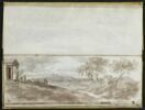 Paysage italien avec temple et scène religieuse inspiré de Gaspard Dughet, image 2/2