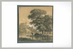 Paysage avec une rivière et un pêcheur, image 1/2