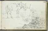 A Montmartre, cheval harnaché devant un paysage, image 1/2