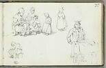 Femme et enfants ; enfant assis ; homme jouant de l'orgue, image 1/2