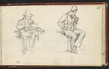 Homme, assis, jouant de la vielle ; homme assis, image 1/2