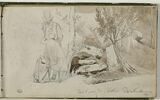 Homme debout près d'une femme peintre dans le parc du château de Montmorency, image 1/3