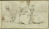 Groupe de femmes assises sous un arbre, dans le parc de Montmorency, image 2/3