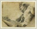 Jeune homme, torse nu, assis, tourné vers la gauche, image 1/2