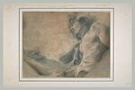 Jeune homme, torse nu, assis, tourné vers la gauche, image 2/2