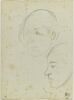 Deux têtes de femme, l'une de trois quarts à gauche, l'autre de profil, image 1/2