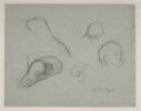 Têtes de personnage et de canard ; croquis divers, image 1/2
