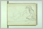 Fillette assise, et fillette allongée sur l'herbe dans un jardin, image 2/2