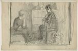 Deux femmes assises, conversant, image 1/2