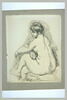 Femme nue, assise, de profil vers la gauche, s'essuyant le bras, image 2/2