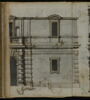 Partie d'une façade d'un palais avec porte à décor de bossage, surmontée d'un balcon à balustrade., image 2/2
