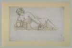 Femme à demi-allongée, de dos, appuyée sur son coude gauche, image 2/2