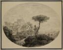 Paysage avec un village étagé sur une colline, image 1/2