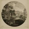 Paysage avec deux voyageurs et diverses constructions dont des aqueducs, image 1/2
