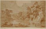 Paysage avec une cascade et personnages, image 1/2