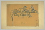 Projet d'affiche ou d'en-têtes, cinq chats au-dessus d'une affiche, image 1/2