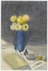Nature morte avec un bouquet de fleurs jaunes dans un vase bleu, image 1/2