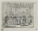 Groupe d'homme en costume Louis XIV dans une salle décorée de boiseries, image 1/2