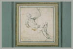 Homme nu à demi-allongé sur un plan incliné et tenant un objet, image 2/2