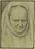 Portrait d'une vieille femme les yeux fixés en bas et la tête couverte, image 1/2