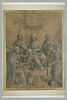 Vierge à l'Enfant en trône, sous un baldaquin, entourée de saint Joseph, sainte Madeleine, sainte Catherine d'Alexandrie et un saint évêque, image 2/2