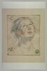 Tête de femme, vue de face, les yeux levés au ciel, image 2/2