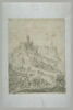 Plusieurs personnages devant une forteresse sumontant une colline, image 2/2