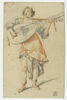 Femme debout, drapée, jouant d'un instrument de musique à cordes, image 1/2