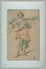 Femme debout, drapée, jouant d'un instrument de musique à cordes, image 2/2