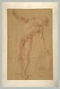 Jeune homme nu, debout, de face, s'appuyant sur un rocher et tenant un bâton, image 2/2