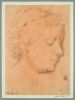 Tête d'une jeune fille, de profil à droite, les yeux clos, image 1/2