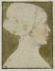Jeune femme, en buste, de trois quarts de dos, en coiffe blanche, image 2/2