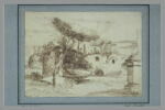 Ruines avec une grande vasque de pierre, et des pins parasols, image 2/2