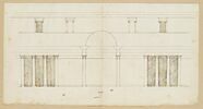 Projet de façade de palais, avec une immense porte au rez-de-chaussée, image 1/2