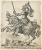 Chevalier en armure, visière levée, sur un cheval qui se cabre, image 1/2