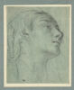 Tête de jeune femme, vue de profil, tournée vers la droite, image 1/2