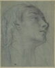 Tête de jeune femme, vue de profil, tournée vers la droite, image 2/2